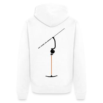 Ankerlift | Eat Sleep Lift Repeat | Skiing - Unisex Premium Organic Zip Hoodie - white - Back - Thijin (182cm)