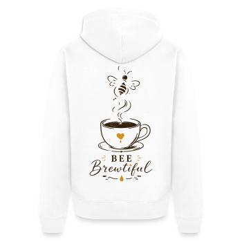 BEE Brewtiful Coffee Mug Design - Unisex Premium Organic Zip Hoodie - white - Back - Thijin (182cm)