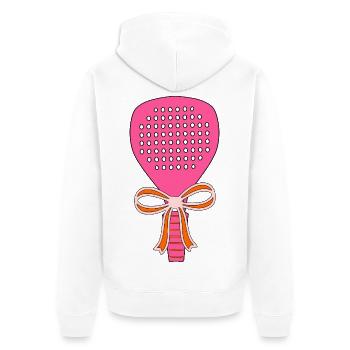Padel Racket Gift - Unisex Premium Organic Zip Hoodie - white - Back - Thijin (182cm)