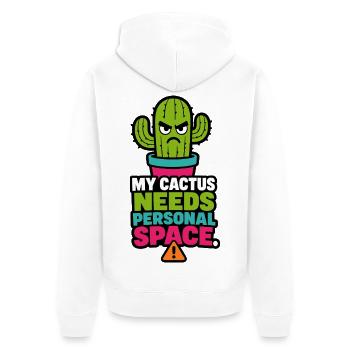 My Cactus Needs Personal Space – Pflanzen Humor - Unisex Premium Bio Zip Hoodie - Weiß - Hinten - Thijin (182cm)