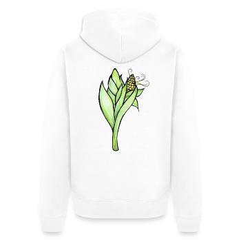 Aquarell-Maispflanzenillustration - Unisex Premium Bio Zip Hoodie - Weiß - Hinten - Thijin (182cm)