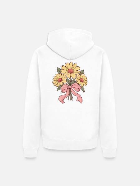 Gänseblümchen mit rosa Schleife – Pastellstrauß - Unisex Premium Bio Zip Hoodie - Weiß