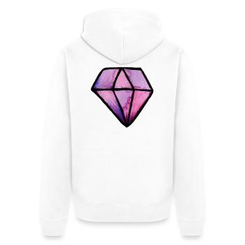 Pink-Lila-Kristall-Edelstein - Unisex Premium Bio Zip Hoodie - Weiß - Hinten - Thijin (182cm)