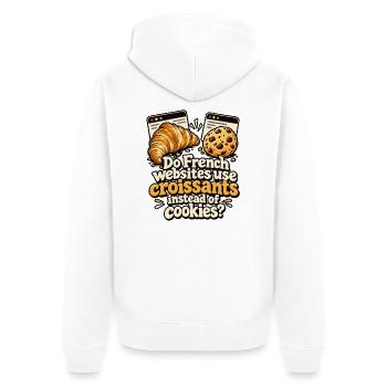 Croissants statt Cookies Parodie - Unisex Premium Bio Zip Hoodie - Weiß - Hinten - Thijin (182cm)