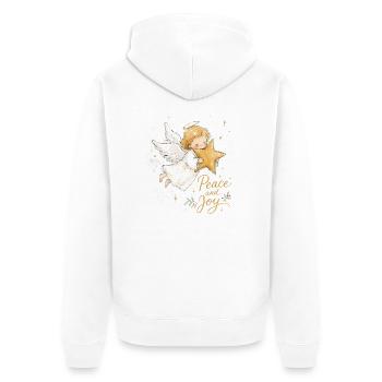 Aquarell Weihnachtsengel mit Stern - Unisex Premium Bio Zip Hoodie - Weiß - Hinten - Thijin (182cm)
