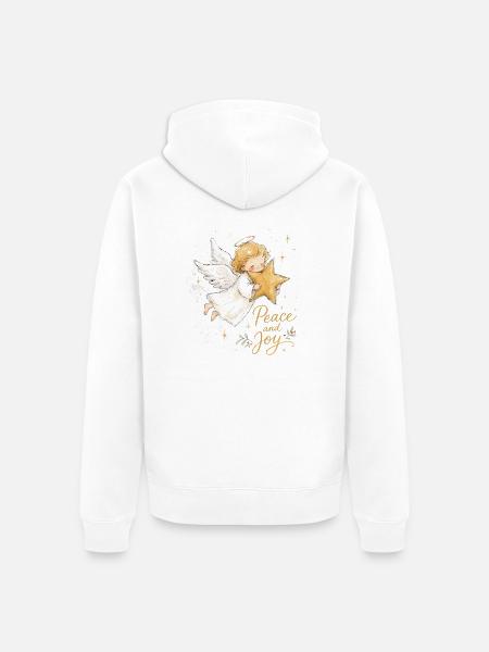 Aquarell Weihnachtsengel mit Stern - Unisex Premium Bio Zip Hoodie - Weiß
