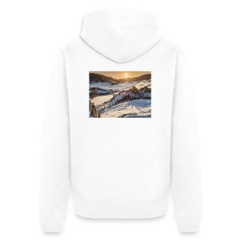 Sonnenaufgang in der Winterlandschaft - Unisex Premium Bio Zip Hoodie - Weiß - Hinten - Thijin (182cm)