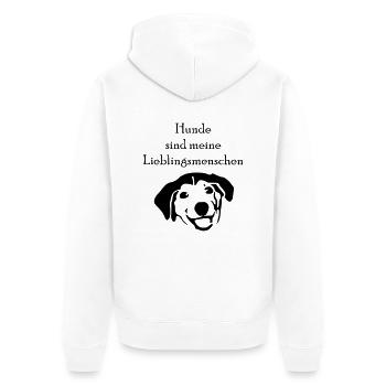 Hund Spruch - Unisex Premium Bio Zip Hoodie - Weiß - Hinten - Thijin (182cm)