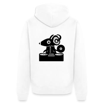 Maus DJ - Ratte - Unisex Premium Bio Zip Hoodie - Weiß - Hinten - Thijin (182cm)