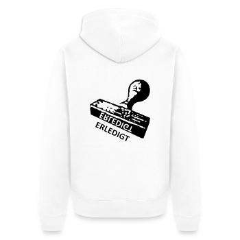 Erledigt - Stempel - Abi - Unisex Premium Bio Zip Hoodie - Weiß - Hinten - Thijin (182cm)