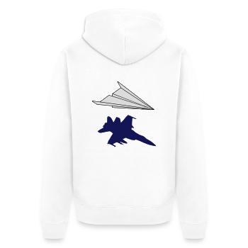 Papierflieger - Unisex Premium Bio Zip Hoodie - Weiß - Hinten - Thijin (182cm)