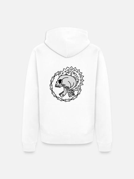 Skull Chain Punk-2c - Unisex Premium Bio Zip Hoodie - Weiß