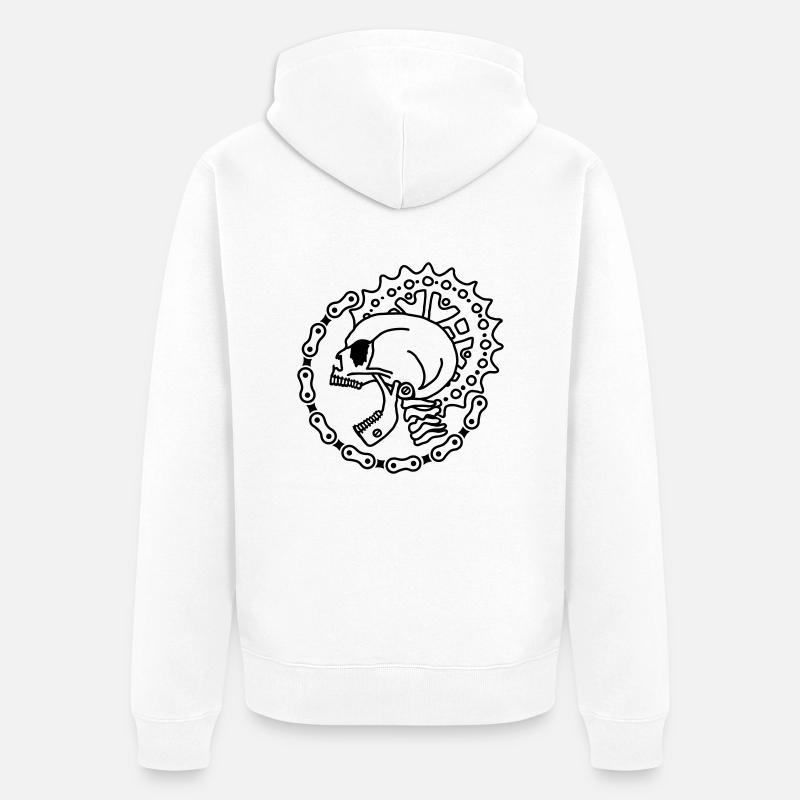 Skull Chain Punk - Black - Unisex Premium Bio Zip Hoodie - Weiß