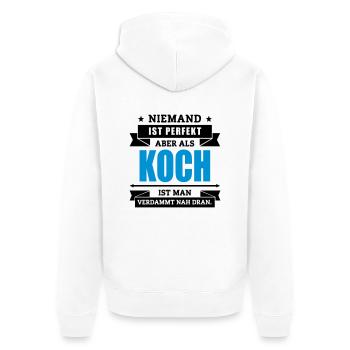 Funshirt Koch - Unisex Premium Bio Zip Hoodie - Weiß - Hinten - Thijin (182cm)