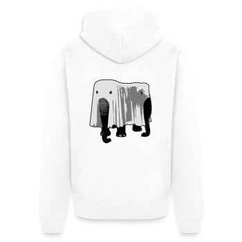 Elefant - Unisex Premium Bio Zip Hoodie - Weiß - Hinten - Thijin (182cm)
