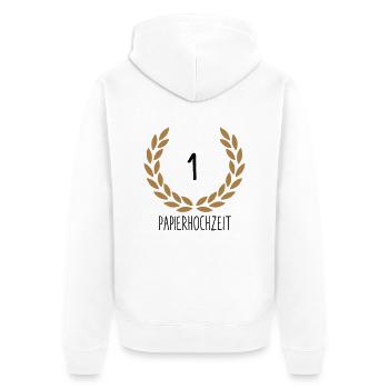 Hochzeitstag 1 - Unisex Premium Bio Zip Hoodie - Weiß - Hinten - Thijin (182cm)