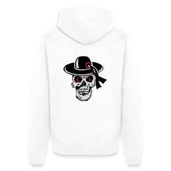 tete de mort chapeau breton crane general - Veste à capuche bio Premium Unisexe - blanc - Dos - Thijin (182cm)