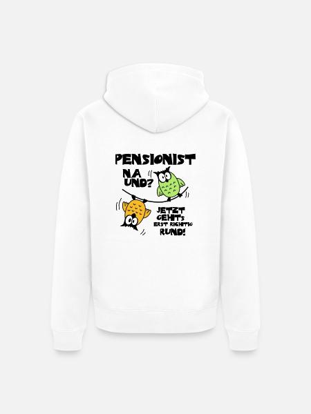 Eulen Pensionist - na und? - Unisex Premium Bio Zip Hoodie - Weiß