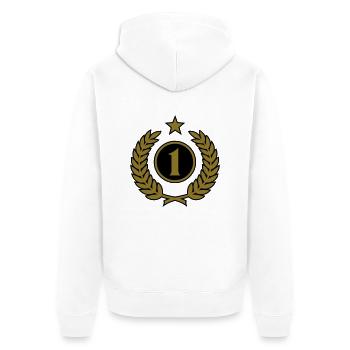 Lorbeerkranz (Sieger) 01 - Unisex Premium Bio Zip Hoodie - Weiß - Hinten - Thijin (182cm)