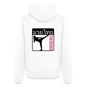 Boxe thaï - Veste à capuche bio Premium Unisexe - blanc - Dos - Thijin (182cm)