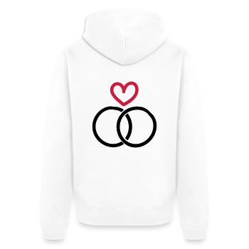 Rings With Heart - Unisex Premium Organic Zip Hoodie - white - Back - Thijin (182cm)