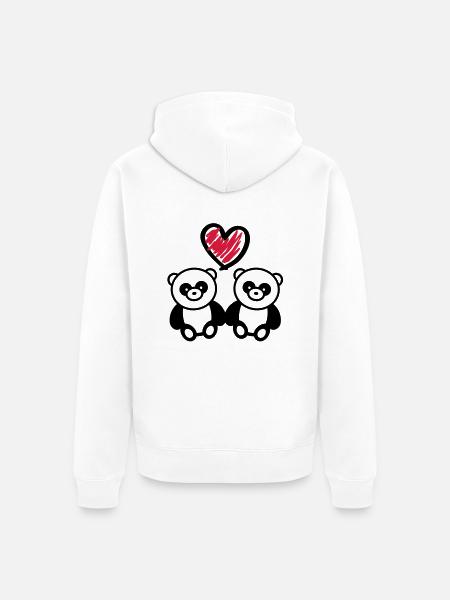panda_love_r2 - Unisex Premium Organic Zip Hoodie - white