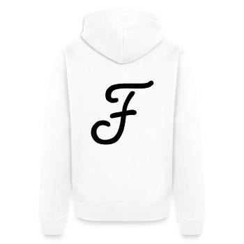 f - Unisex Premium Bio Zip Hoodie - Weiß - Hinten - Thijin (182cm)