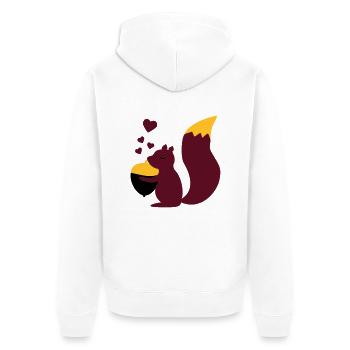 squirell love nuts - Unisex Premium Bio Zip Hoodie - Weiß - Hinten - Thijin (182cm)