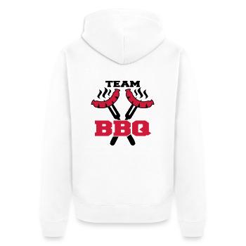 Team BBQ Logo - Unisex Premium Organic Zip Hoodie - white - Back - Thijin (182cm)