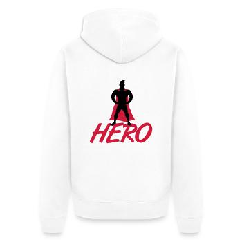 Hero - Unisex Premium Organic Zip Hoodie - white - Back - Thijin (182cm)