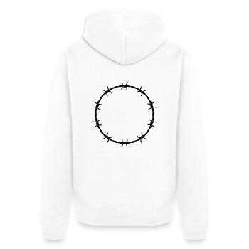 Stacheldraht dünn, Kreis, rund gebogen - Unisex Premium Bio Zip Hoodie - Weiß - Hinten - Thijin (182cm)