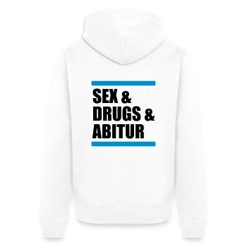 sex & drugs & abitur - Unisex Premium Bio Zip Hoodie - Weiß - Hinten - Thijin (182cm)