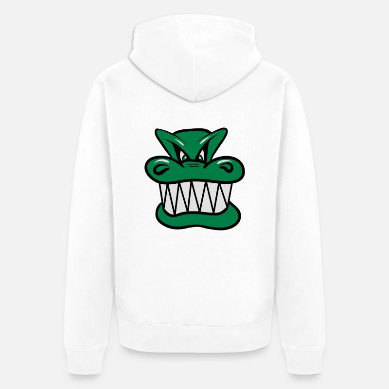 Drache böse witzig Cool Comic - Unisex Premium Bio Zip Hoodie - Weiß