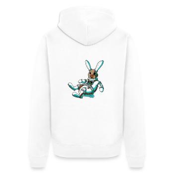 Austronauten Kaninchen - Unisex Premium Bio Zip Hoodie - Weiß - Hinten - Thijin (182cm)
