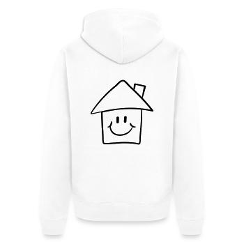 Lustiges Comic Smiley Haus - Unisex Premium Bio Zip Hoodie - Weiß - Hinten - Thijin (182cm)