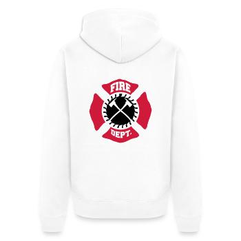 Fire Brigade logo symbol design - Unisex Premium Organic Zip Hoodie - white - Back - Thijin (182cm)