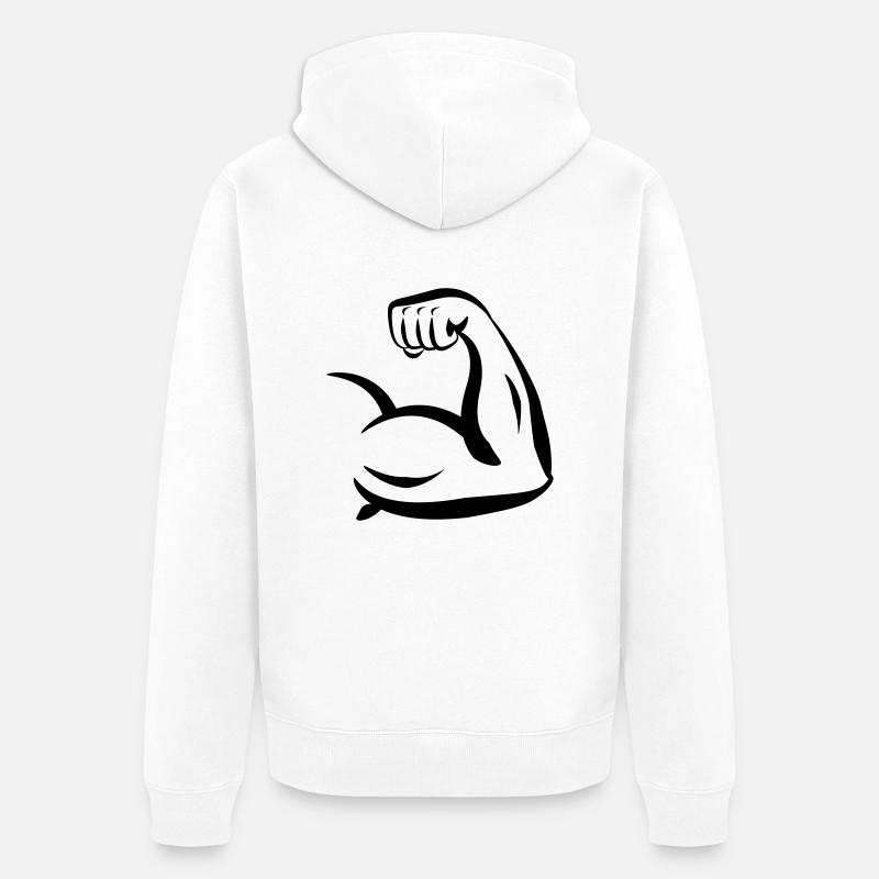 Bizeps Bodybuilder Arm - Veste à capuche bio Premium Unisexe - blanc