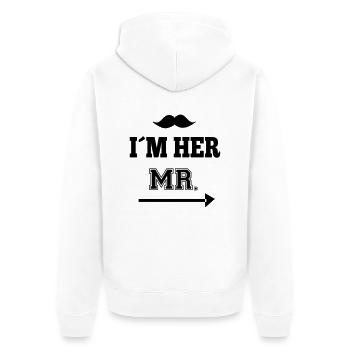 i_m_her_mr - Veste à capuche bio Premium Unisexe - blanc - Dos - Thijin (182cm)