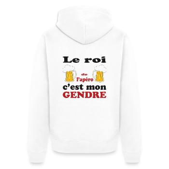 Le roi de l'apéro c'est mon gendre - Veste à capuche bio Premium Unisexe - blanc - Dos - Thijin (182cm)