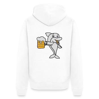 anstoßen bier feiern saufen trinken al - Unisex Premium Bio Zip Hoodie - Weiß - Hinten - Thijin (182cm)