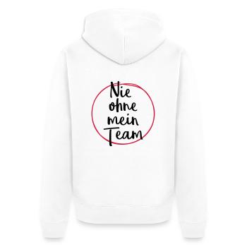 nie ohne mein team design - Unisex Premium Bio Zip Hoodie - Weiß - Hinten - Thijin (182cm)