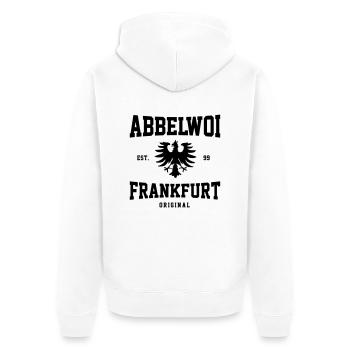 Abbelwoi Frankfurt - FFM - 069 - Unisex Premium Bio Zip Hoodie - Weiß - Hinten - Thijin (182cm)