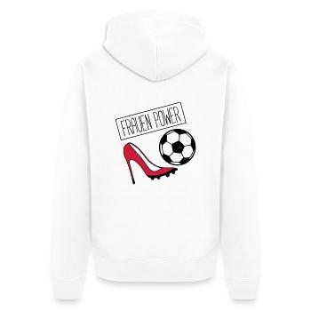 frauen power fussball - Unisex Premium Bio Zip Hoodie - Weiß - Hinten - Thijin (182cm)