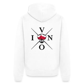 vino design - Unisex Premium Bio Zip Hoodie - Weiß - Hinten - Thijin (182cm)