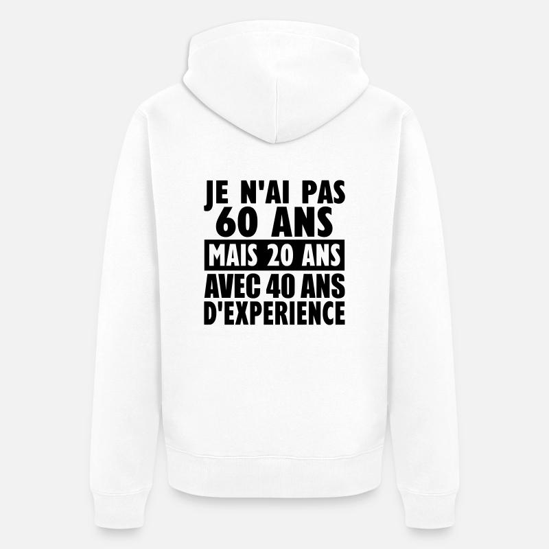 60 ans - Veste à capuche bio Premium Unisexe - blanc