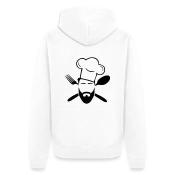 koch design - Unisex Premium Bio Zip Hoodie - Weiß - Hinten - Thijin (182cm)