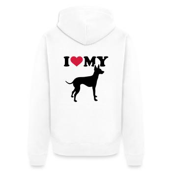 English Toy Terrier - Veste à capuche bio Premium Unisexe - blanc - Dos - Thijin (182cm)