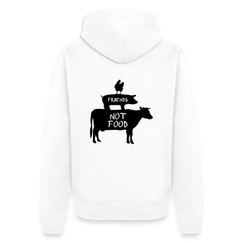 Vegan - Animals are Friends - Unisex Premium Organic Zip Hoodie - white - Back - Thijin (182cm)