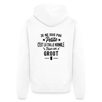 je ne suis pas petite cest la taille pour un groot - Veste à capuche bio Premium Unisexe - blanc - Dos - Thijin (182cm)