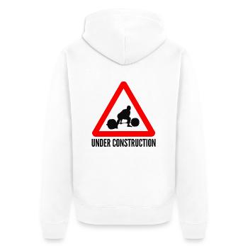 Deadlift Bodybuilding Under Construction WBG - Veste à capuche bio Premium Unisexe - blanc - Dos - Thijin (182cm)